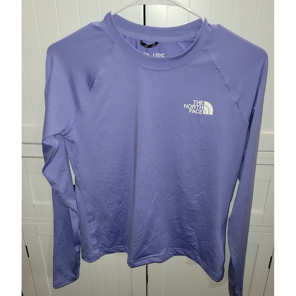 The North Face Girls XL Purple Long Sleeve UPF 40+ Sun Shirt Graphic Logo Tee